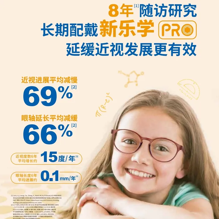 【送镜架】豪雅新乐学Pro青少年近视防控镜视眼镜片