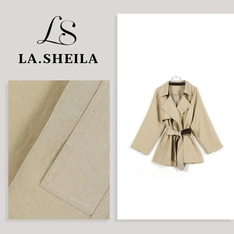 LA.Sheila琥珀流光“摩登风衣”中长款撞色风衣252-FY/0702-25016