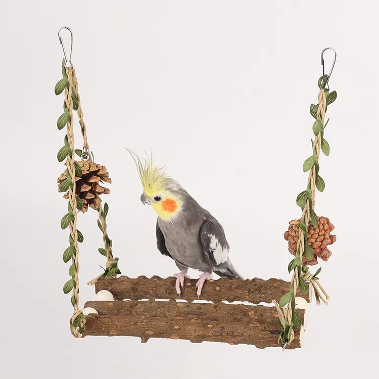 花椒木秋千吊环鹦鹉秋千磨爪棒啃咬鸟玩具站杆解闷自嗨攀爬云梯