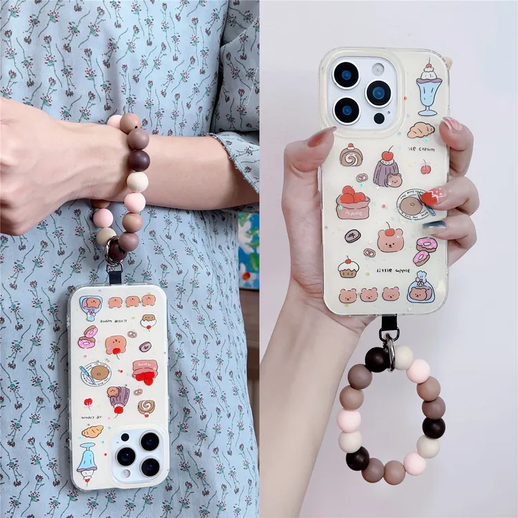 韩系卡通甜品小熊适用苹果15promax手链16圆环iphone17pm手机壳14