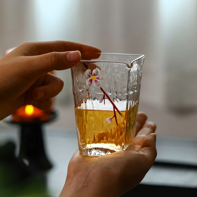 手工日式风格高档手绘梅花功夫网红茶具分茶器180ML公道杯家用