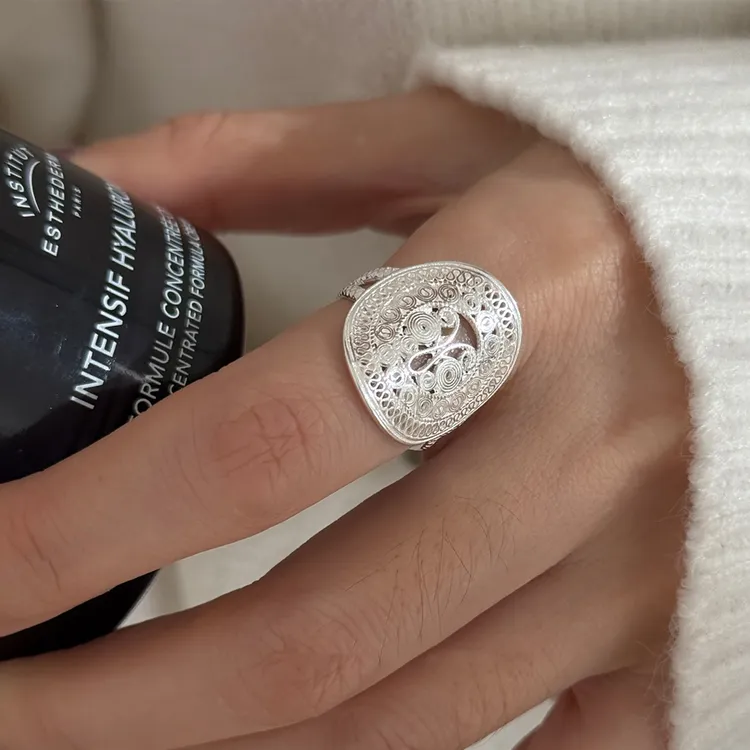 925银戒指 蕾丝花蝴蝶戒指小众设计感2025年新款轻奢时尚开口指环