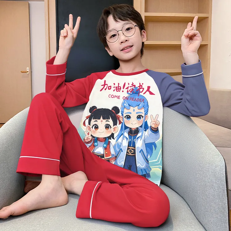 儿童睡衣长袖套装卡通家居服春季男童纯棉睡衣男孩男童睡衣