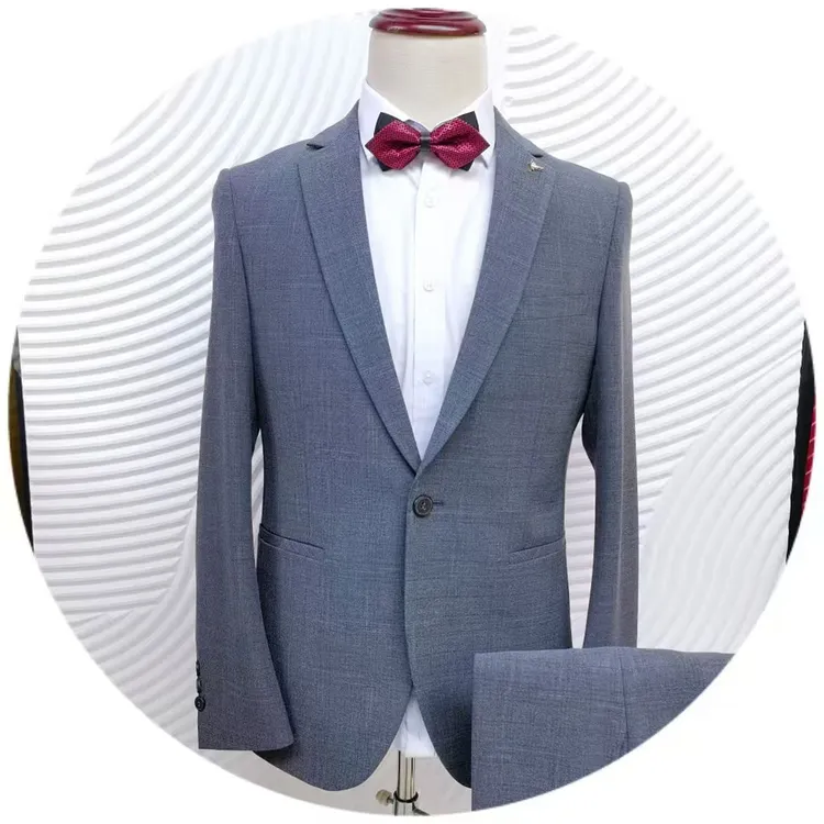 金属商务微胖男生西服修身平驳领时尚职业西服套装