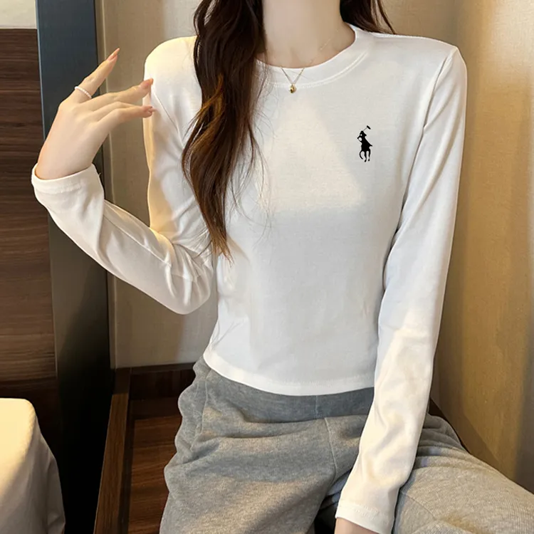 【小马】短款秋季长袖打底衫T恤女百搭圆领半袖修身显瘦上衣1601