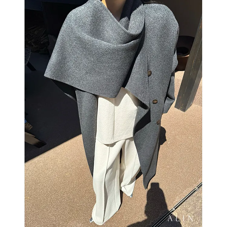阿琳ALIN【云芙】桑蚕丝羊毛宽松上衣高腰阔腿裤秋冬套装女AL5GBZ13