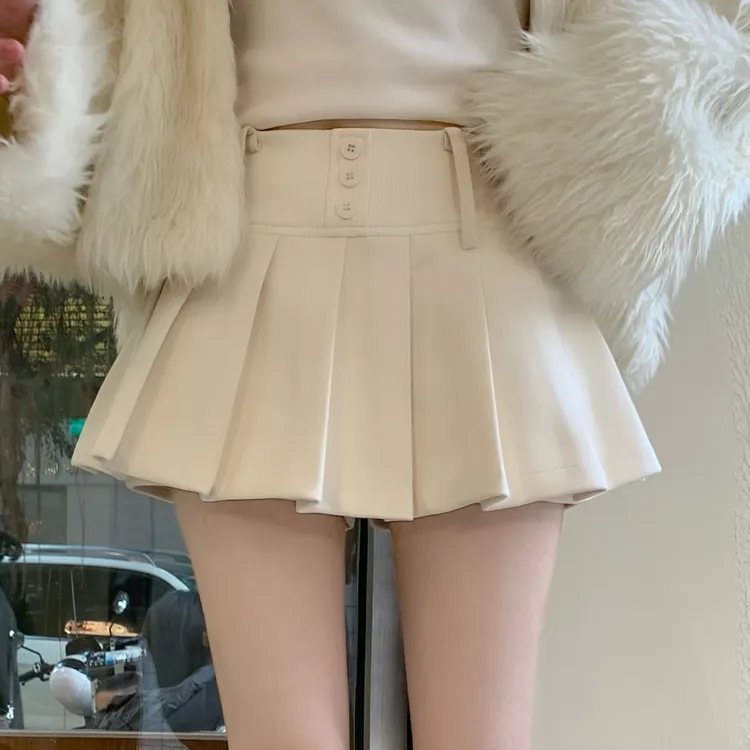 早秋时髦设计感百搭拼接腰百褶短裙显瘦减龄a字裙Y1210