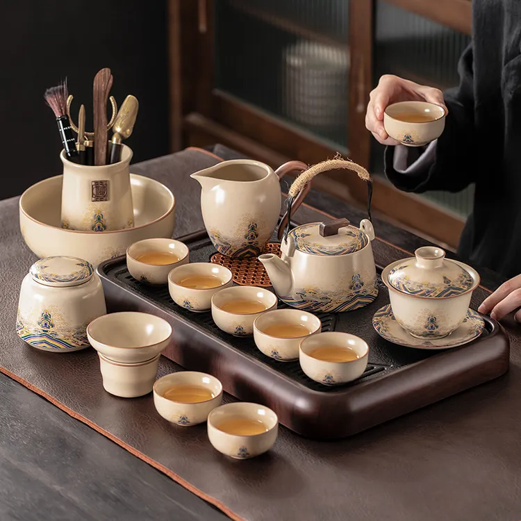 2026新款汝窑功夫茶具套装喝茶中式轻奢高档陶瓷盖碗茶壶茶杯泡茶商品图