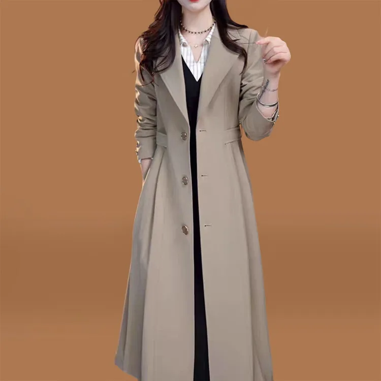 春秋季英伦风中长款风衣外套女装2025年新款修身收腰显瘦韩版大衣