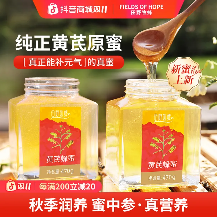 秋养滋补【蜜中参】黄芪蜂蜜田野牧蜂 原生态天然新蜜 滋补纯正原蜜