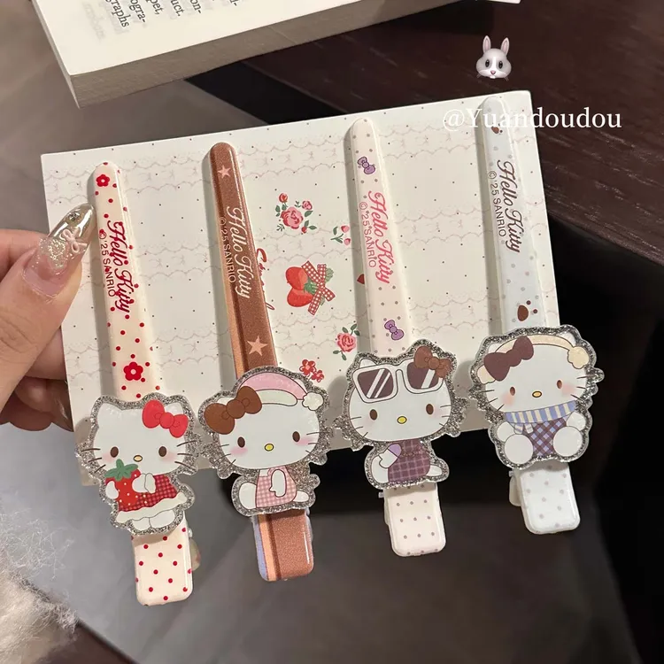甜美卡通KT猫鸭嘴夹可爱秋冬少女洗脸蓬松一字夹ins日韩百搭发夹