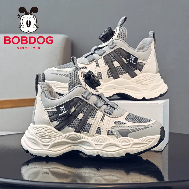 巴布豆韩系儿童户外鞋2025新款春秋款老爹鞋男童旋转扣透气运动鞋
