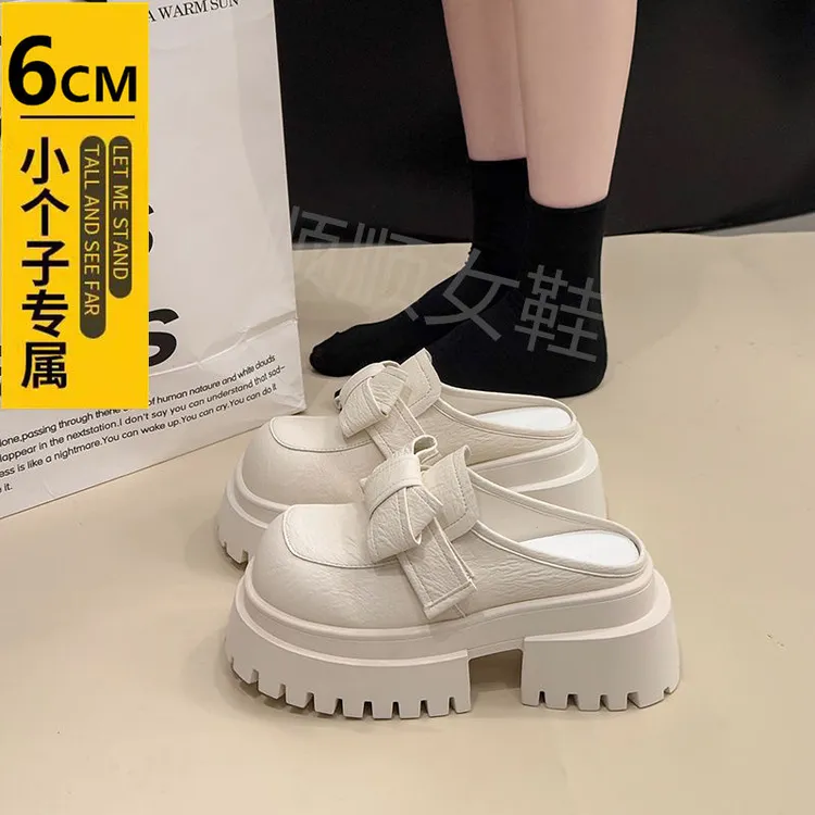 增高踩屎感增高拖鞋女夏外穿2025年新款厚底小皮鞋包头凉拖沙滩鞋