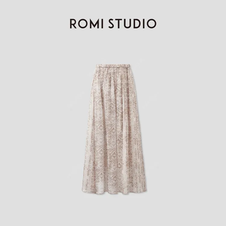 ROMI STUDIO“悠然夏日”桑蚕丝人丝混纺民族印花半身裙 RWCRXJ2724