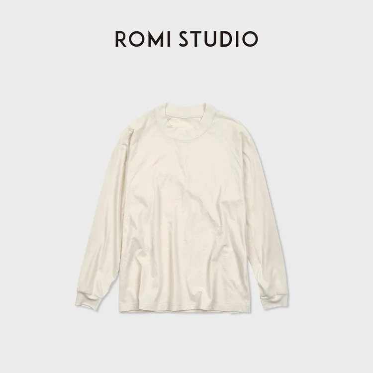 ROMI STUDIO“天然双棉”轻盈滑糯插肩袖廓形打底长袖T恤RWDSS52393
