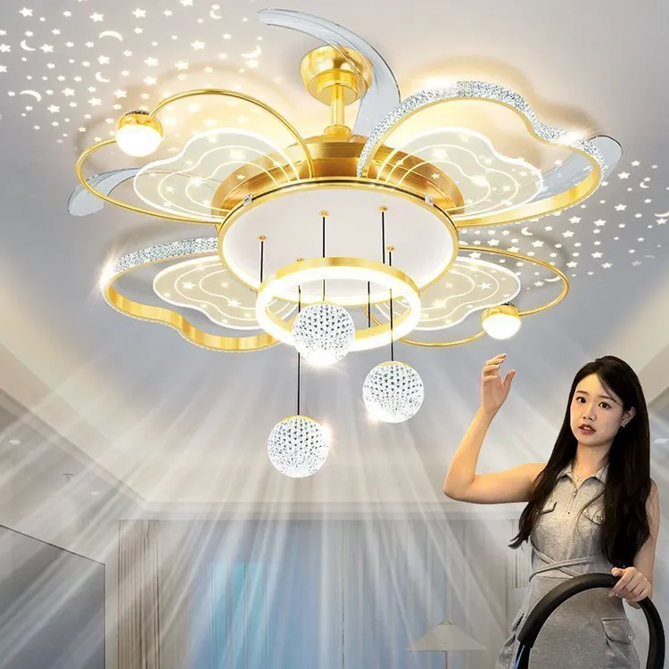 2025款隐形风扇灯42寸吊扇家用客厅餐厅卧室吸顶带电扇吊灯一体变