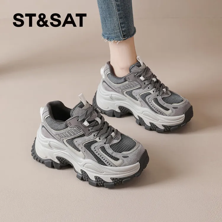 星期六厚底老爹鞋女款2025新款秋冬爆款百搭运动休闲鞋小个子女鞋