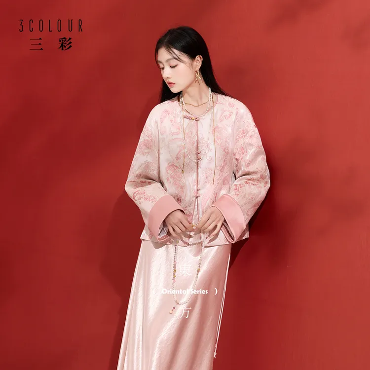 三彩【云重烟轻】2025秋冬季新款新中式提花外套盘扣开衫上衣女C