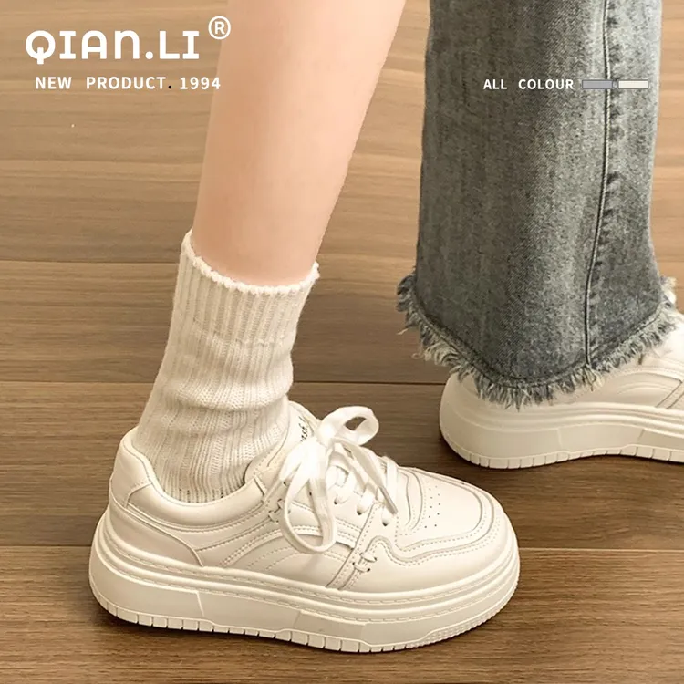 千狸正品增高厚底小白鞋女款2025新款爆款春秋轻便百搭休闲运动鞋