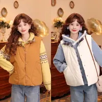 温舒敏【融雪时分】复古格纹拼接正反两穿无袖棉服马甲MM2477671
