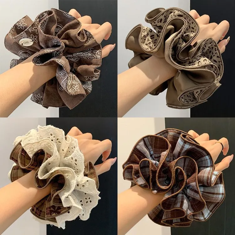 韩系复古大肠发圈女新款高级感气质丸子头绳扎头发圈 ins秋冬发饰