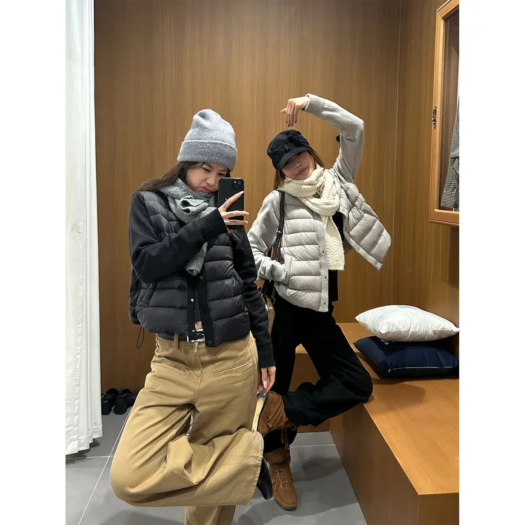 DYANGJUN【排骨王者】冬季新款立领针织拼接羽绒服