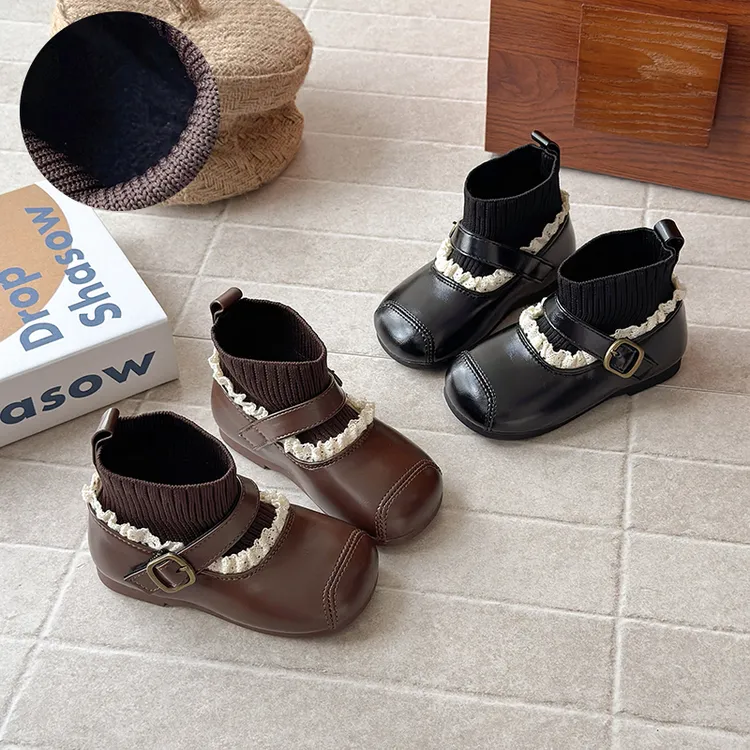 女童短靴2025秋冬新款小女孩加绒保暖靴子软底宝宝公主靴小童袜靴