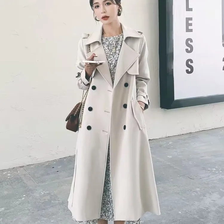 高级感垂感风衣女春秋薄款中长款小个子系带修身显瘦英伦大衣外套