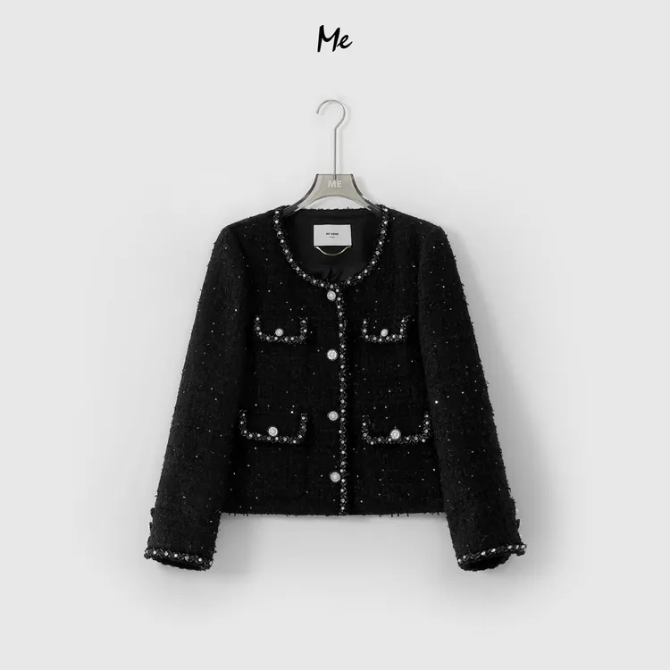 ME【高定黑钻小香】黑色新款轻奢极简时尚百搭显瘦外套MEQS5726