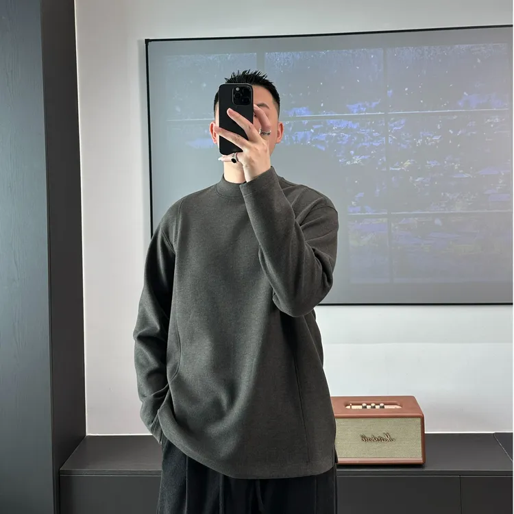 CHUJIE韩版时尚休闲百搭加绒小标小中领长袖打底