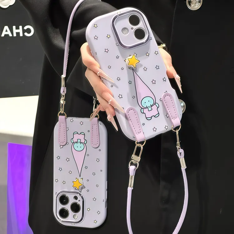 星星尖帽象转转贴件挂绳适用苹果17/16/15手机壳小米vivo华为oppo