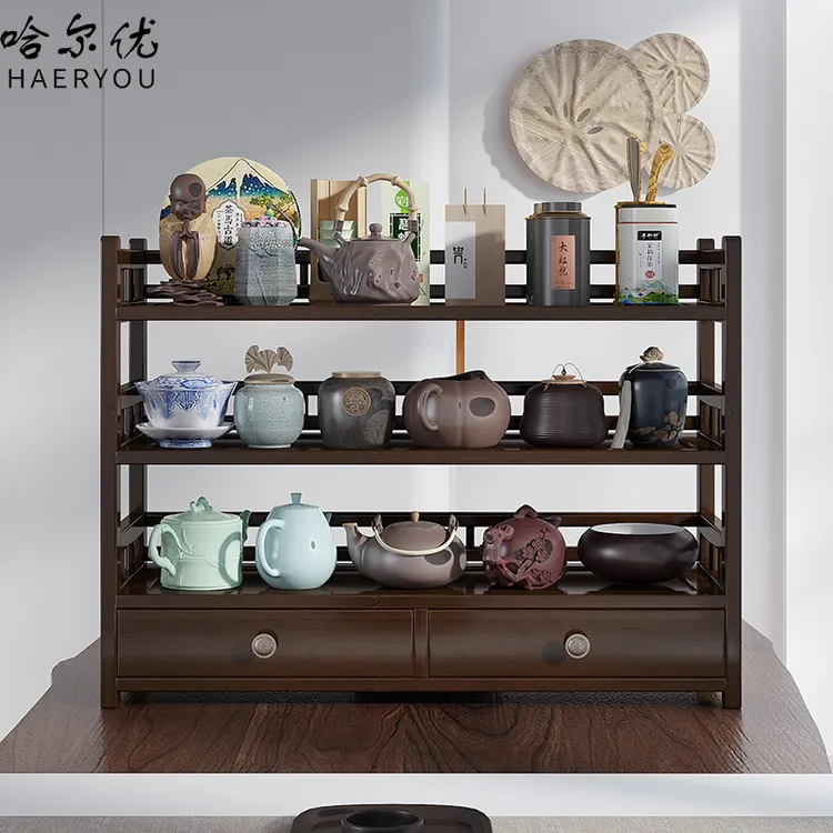 哈尔优博古架家用客厅桌面小型茶叶茶具架办公室摆件装饰品展示架