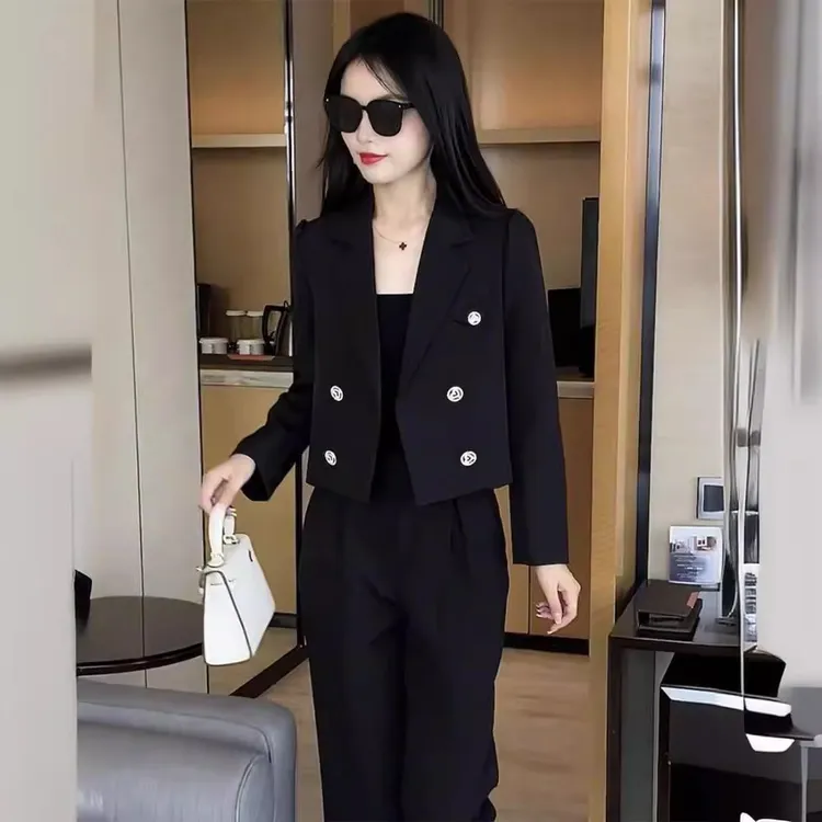 时尚休闲西装长裤套装2025秋季新款气质显瘦韩版网红两件套