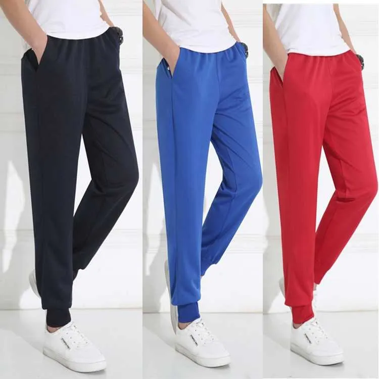 天蓝色净版校服裤男女初中高中长裤小学生宽松裤子束脚藏蓝色校裤