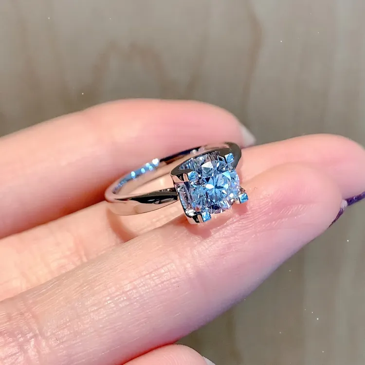 925银莫桑石戒指 【卡家经典牛头】气质轻奢女士简约银色戒指简单