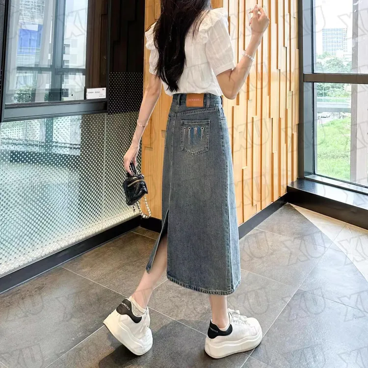 早秋秋季仔裙半身裙中小个子中长款显瘦后开叉牛仔裙女款爆款