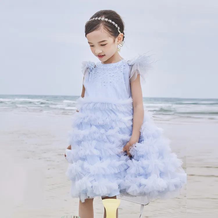 [商场同款]EP雅莹童装春夏女童新款气质高定钉珠露肩蛋糕裙
