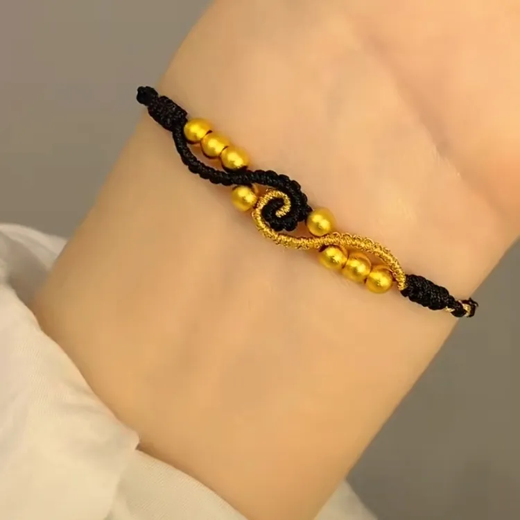 非金属布艺手链 手情侣手串编织时来运转可调节手绳七夕生日礼物