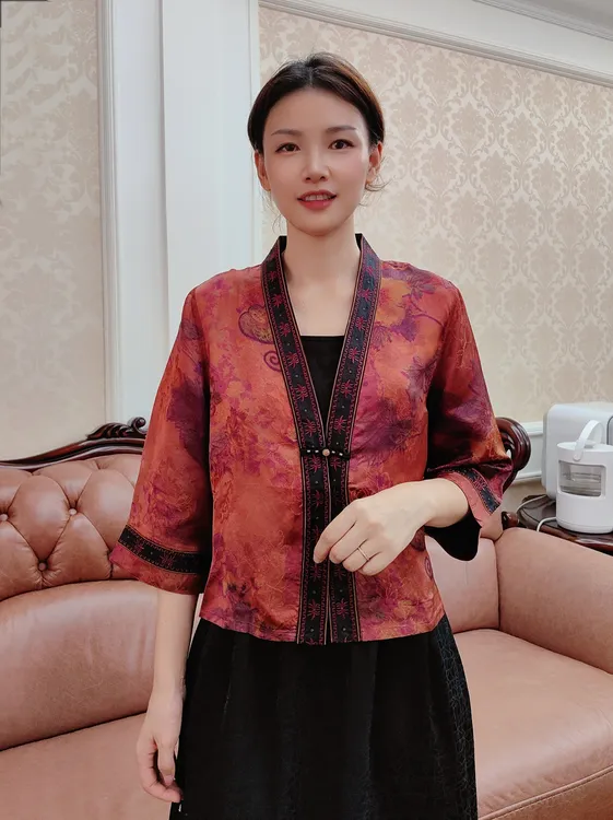 云裳女装新款香云纱双面双穿外套短外披空调防晒衫