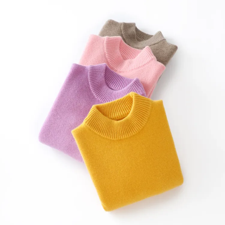 儿童半高领羊毛衫男童套头毛衣 女童中大童针织打底衫