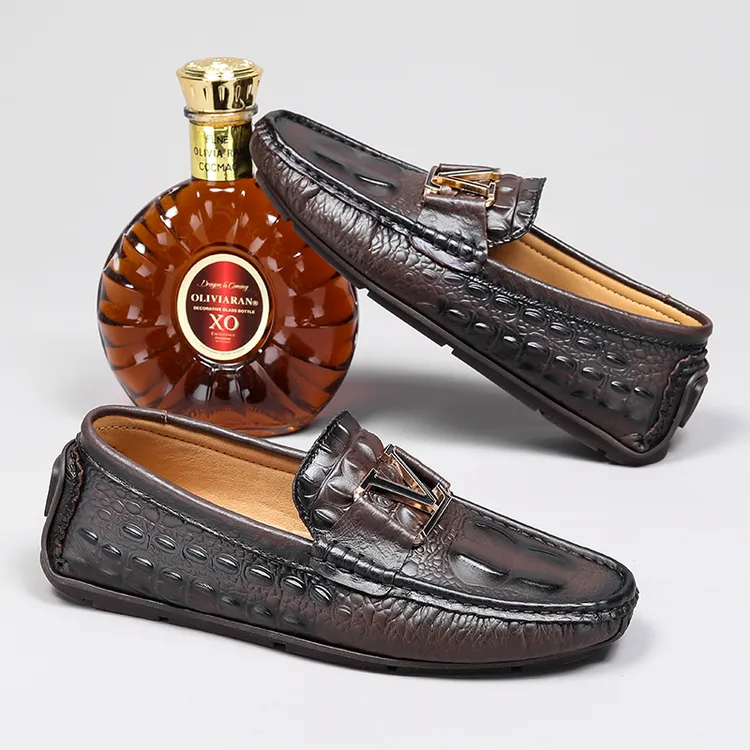 头层牛皮豆豆鞋男商务百搭男士一脚蹬懒人鞋休闲真皮青年正装男鞋