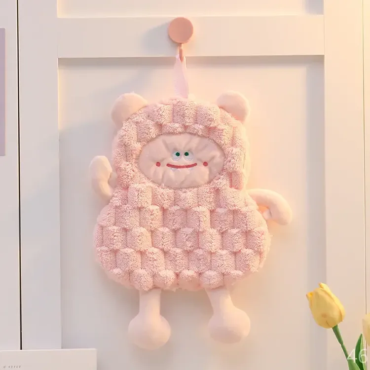 新款卡通吸水速干加厚挂式擦手巾厨房卫生间宝宝用抹手布可爱百搭