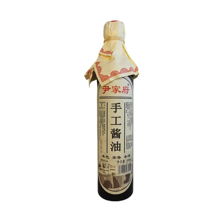 尹家府正宗古法瓦缸全脂黄豆酱油500ml酱香味氨基酸1.0食用安心