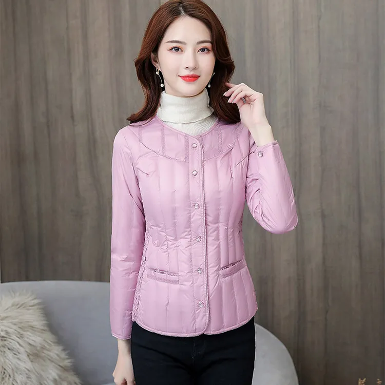 （专属）羽绒内胆女修身长袖轻薄保暖内穿显瘦白鸭绒短款中老年大码