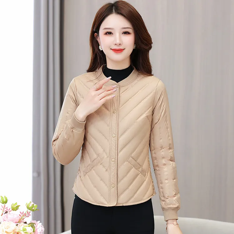 羽绒内胆女款长袖2025冬季新款轻薄保暖短款冬季羽绒服女白鸭绒