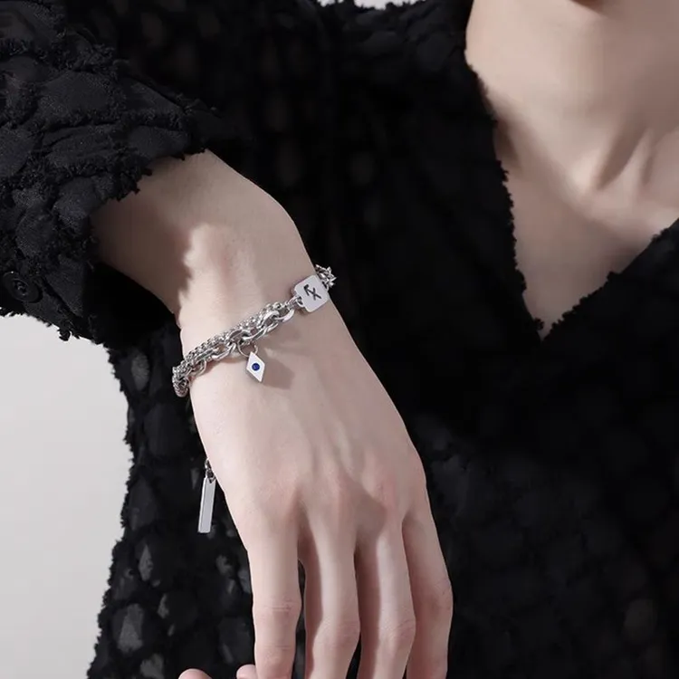 钛钢手链 男士潮人古巴链十二星座手链个性时尚潮流情侣小众饰品