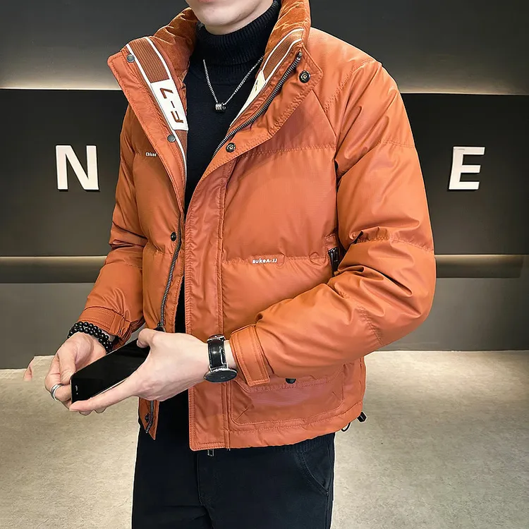 曼德西比利立领羽绒服男装正品轻薄款男士时尚冬季外套加厚潮短款
