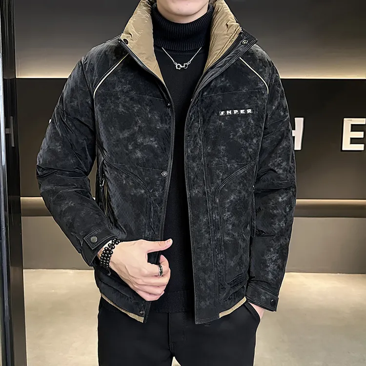 曼德西比利皮羽绒服男士冬季潮高端短款立领轻薄加厚保暖外套袄子