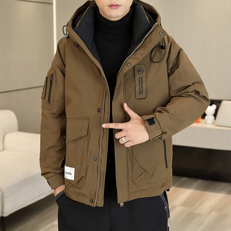 曼德西比利男士羽绒服短款潮牌新款冬季加厚冲锋衣工装外套男冬装