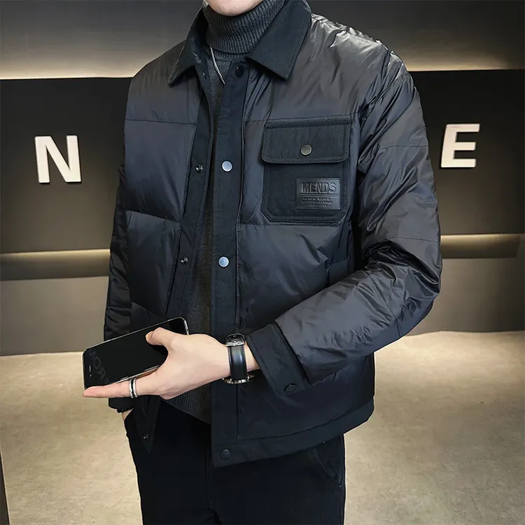 Mandsibil曼德西比利轻薄羽绒服男短款潮牌冬季翻领设计加厚外套